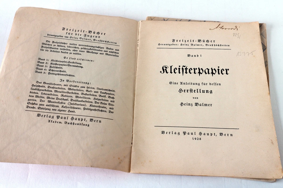 Balmer - Kleisterpapier Eine Anleitung - Buntpapier - Buchbinder 1928