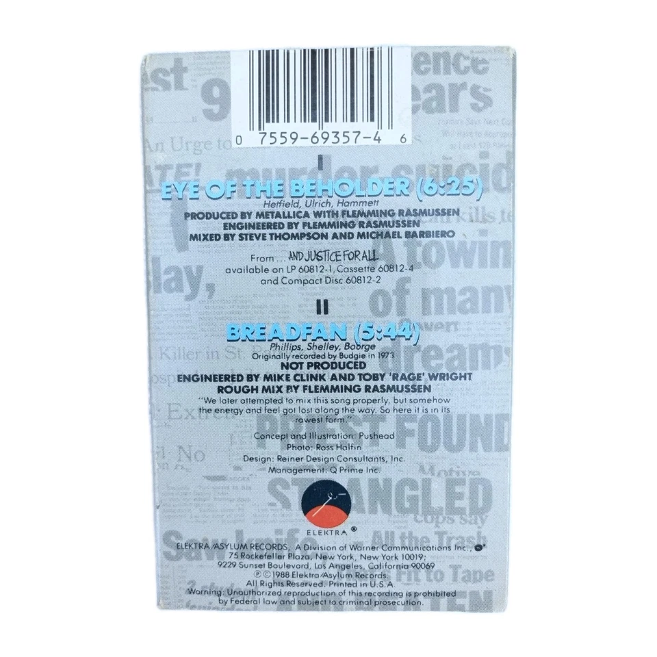 METALLICA - Eye Of The Beholder & Breadfan 1988 Cassette Single RARE FREE POST - Image 2 of 3