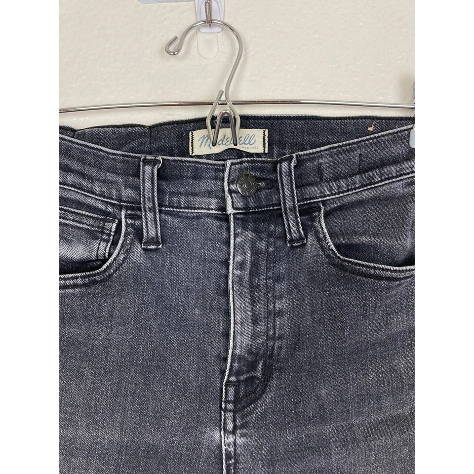 "Pantalones de mezclilla Madewell para mujer 25 elevados 10"" ajustados grises elásticos entrepierna de 27""" Foto 4 de 4