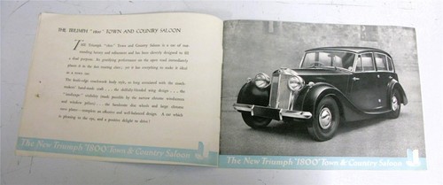 TRIUMPH 1800 Saloon + Roadster Car Sales Brochure 1946 - Picture 3 of 11