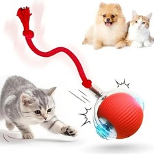 Automatic Rolling Ball Smart Cat Dog Toy Electric Pet Self-moving Kitten Red
