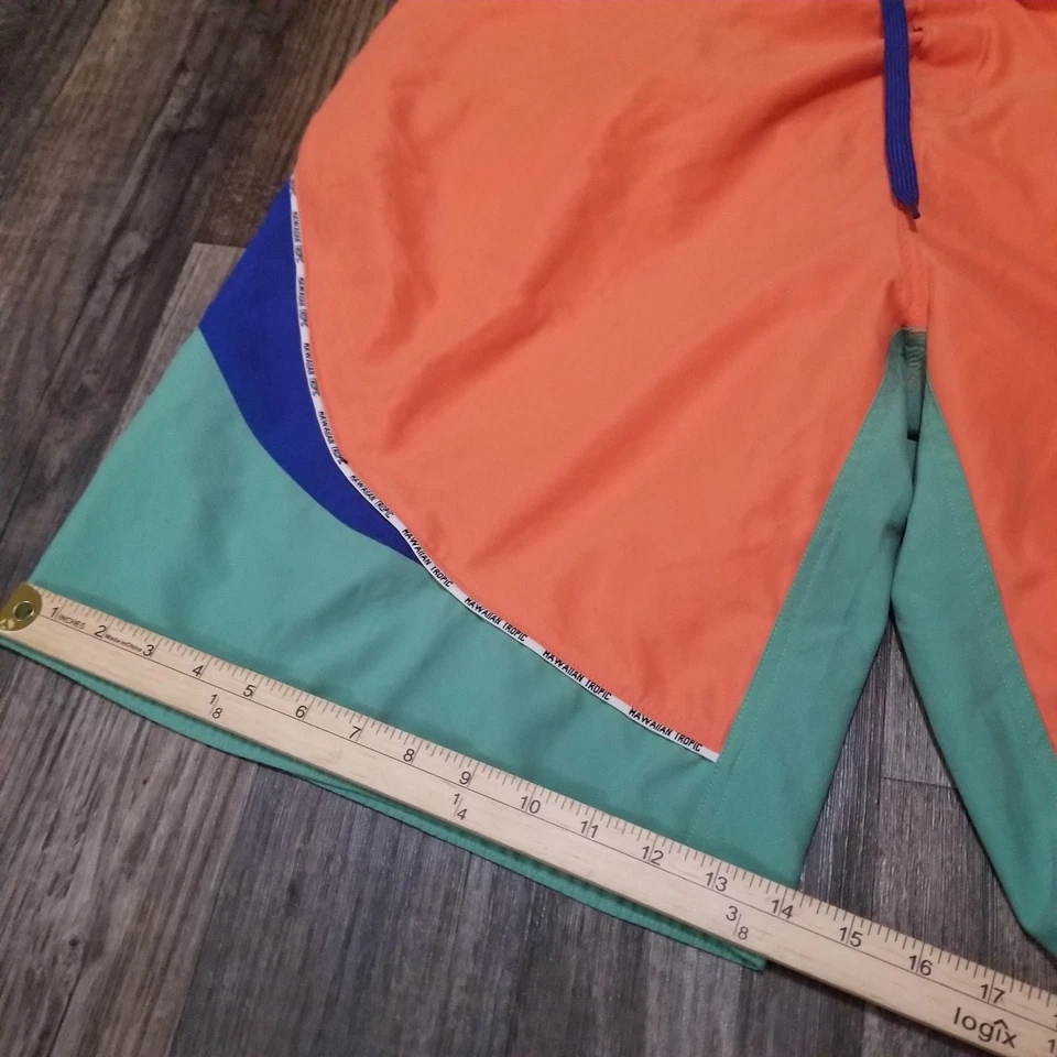 Hawaiian Tropic Swim Shorts Mens XL Swim Trunks Adult Orange/Green/Blue - Image 2 of 4