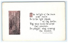 Vintage Lithograph Postcard with William Cullen Bryant Poem Twilight Trees