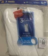 Hanes Boys Size S 3-pack White Tagless Tanks Tank Top Wife Beater Ribbed T-shirt