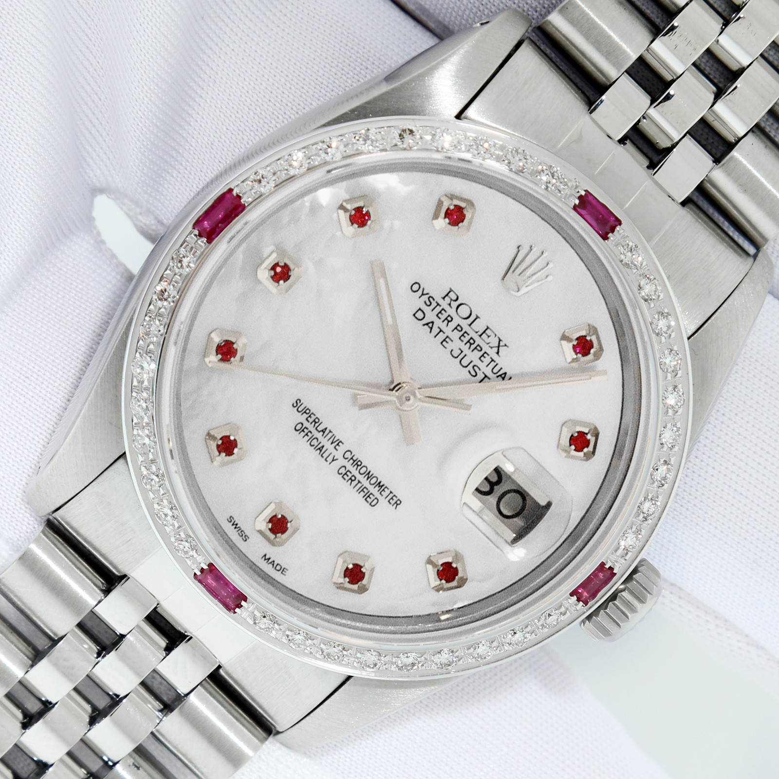 Rolex Datejust 36 Steel and White Gold Jubilee with MOP Ruby Diamond Watch