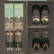 SYLVANIA 6V6 GT TUBE 1953 CHROME TOPPED FOIL SMOKED GLASS MATCHED SET NIB MINT