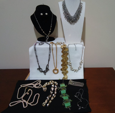 15 Pieces Vtg to Now Jewelry, Some Branded, Trifari, Danecraft, Banana Republic