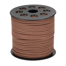 98 Yd x 2.6mm Flat Leather String Cord Faux Suede Cord Leather Strip Brown