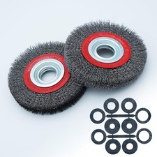 6inch 8inch 2pcs Bench Wire Wheel Brush Set with 0.012" Crimped Steel Wire and 5
