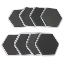Hexagonal Furniture Sliding Slider Pads Protectors Floors Tile Carpet 8X Kit