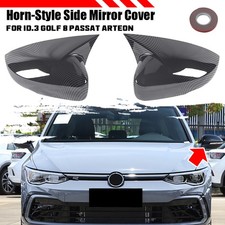 2x Spiegelkappen Außenspiegel Gehäuse Carbon Optik Für VW Golf 8 mit Side Assist