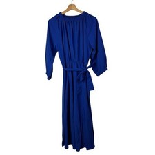 Boutique Royal Blue Off Shoulder Long Sleeve Tie Belt Waist Midi Dress L