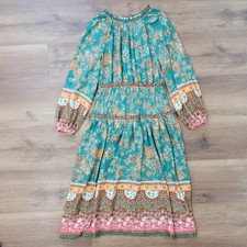 Anthropologie Current Air Boho Long Sleeve Smocked Floral Midi Dress Size Medium