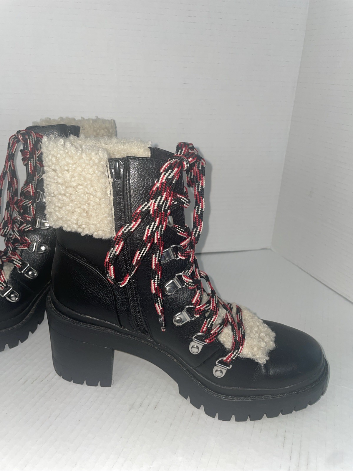 SAOLA Stivaletti filo universale donna 8 neri pelliccia sintetica stringati suola a strappo escursionista invernali