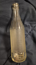 Vintage  Clear Embossed Glass Soda Bottle Cle...
