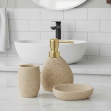 Sea Sponge Bathroom Accessory Set - Toothbrush Holder, Soap Dispenser, Soap Dish