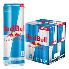Red Bull Sugarfree Energy Drink, 114mg Caffeine, 12 fl. oz., Pack of 4 Cans New