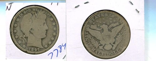 1897 O BARBER SILVER HALF DOLLAR GOOD RIM NICKS 7784T