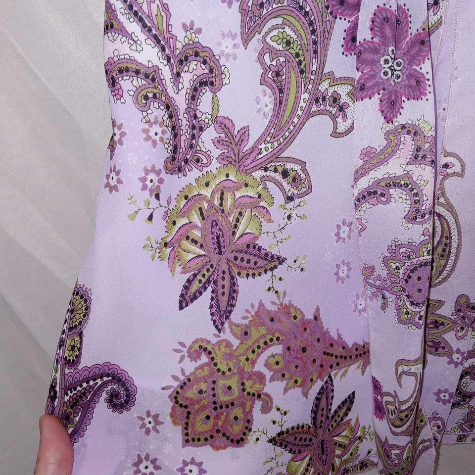 IZ Byer California Y2K Purple Paisley Tunic Top Boho Sz M  - Image 3 of 4