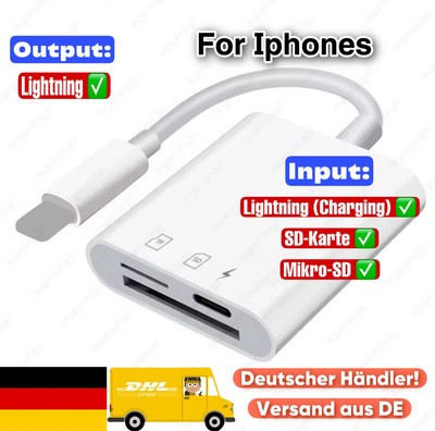 3 in 1 Lightning  Kartenleser für iPhone & iPad , SD Karte MicroSD Card Reader