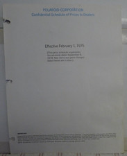 Polaroid SX-70  Other Cameras Accessories Dealer Pricing Guide 2-1-1975- RARE