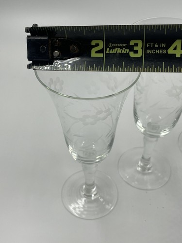 Delicado juego de 6 brunch vintage con patrón de flores de vidrio con tallo de cristal grabado de 6 oz - Imagen 10 de 14