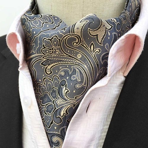 Mens Colorful Checks Paisley Floral Ties Scarves Cravat Ascot Wedding Necktie - Picture 9 of 25