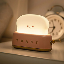 Cute Bread Night Light Usb Rechargable Desk Lamp Bedroom Bedside Sleep Light Rea