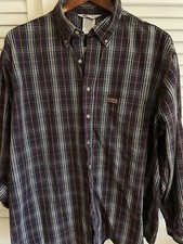 Carharrt 100% Cotton Burgandy Plaid Twill Long Sleeve Shirt Sz 2XL XXL USA made