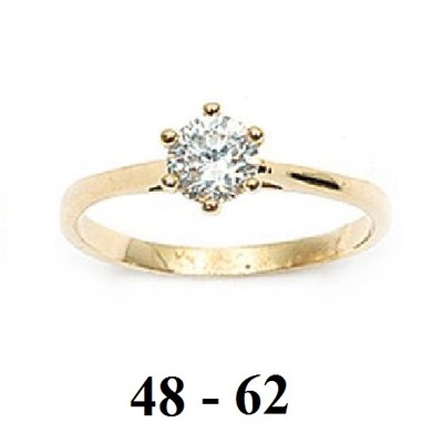 Bague Solitaire Diamant Cz 5mm Plaqué Or 18K - Taille 62, Neuf Avec étiquettes, 6 Griffes