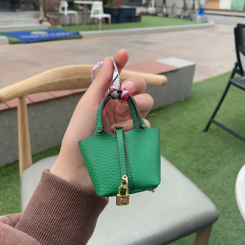 Mini Women Girl Leather Handbag Keychain Coin Purse Car Bag Charm for AirPodDs