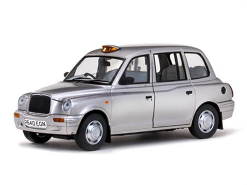 1998 TX1 LONDON TAXI CAB DIE CAST 1/18 SILVER BY SUN STAR