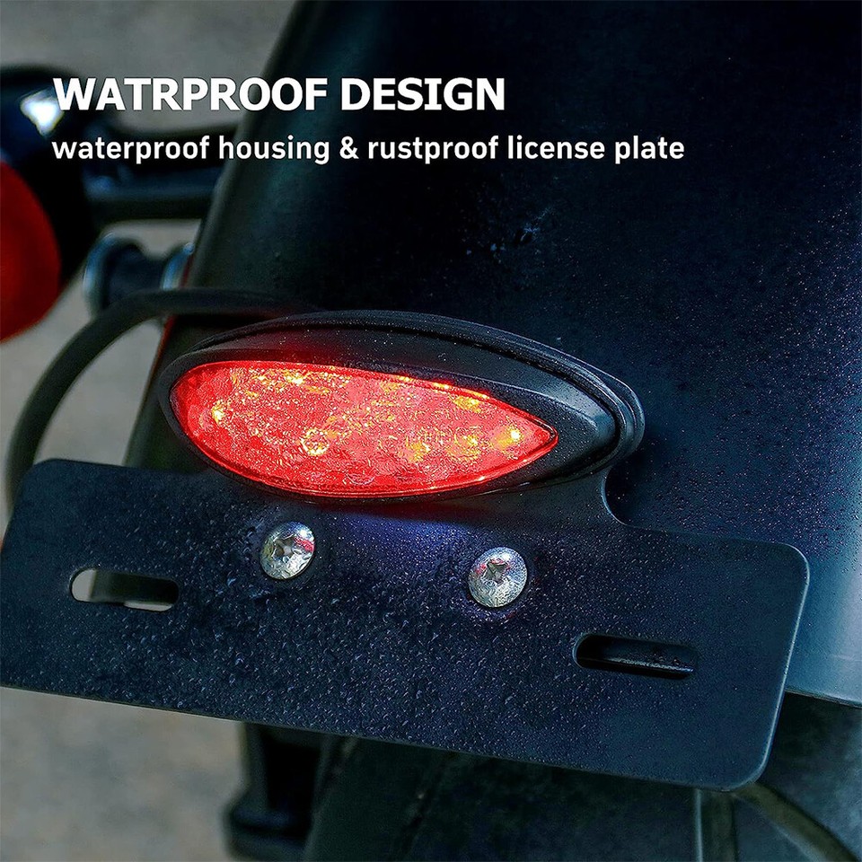 For Bobber Chopper Cafe Racer Motorcycle LED Brake Running Tail License ...