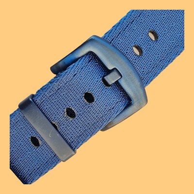 Split-Strap Uhren Armband 20 mm uni navy dunkelblau mit blaue PVD Schliesse 7203