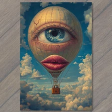 Art Print Sky Eye Hot Air Balloon Surreal Cloud Lips Dream Weird Surrealist