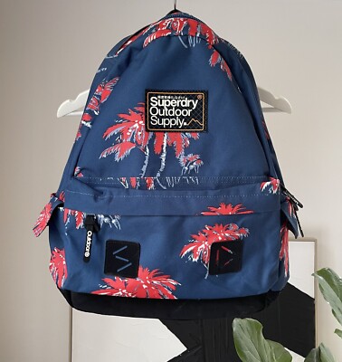 Unisex SUPERDRY Outdoor Supply Company Backpack Bag Blue Print