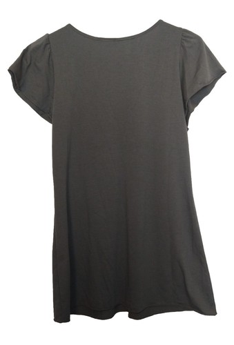 Women's Perception Concept Gray Floral Short Sleeve Blouse Medium - Picture 2 of 3