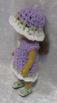 Handmade Clothes for Dolls, Crochet Dress and Hat Set