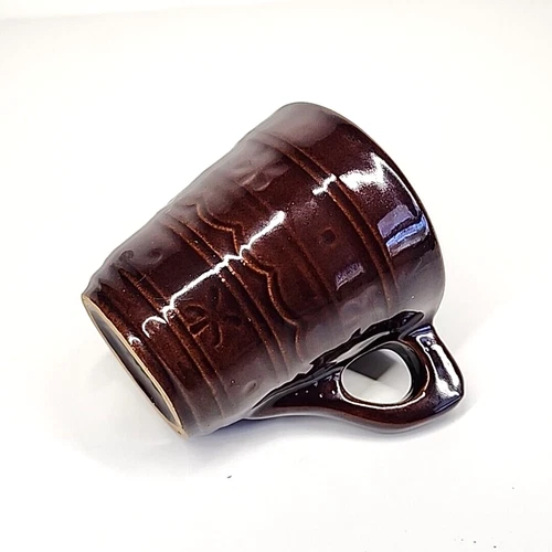 Brown Daisy Dot Mug Marcrest Stoneware Made In USA 3 1/2 " Vintage Stoneware