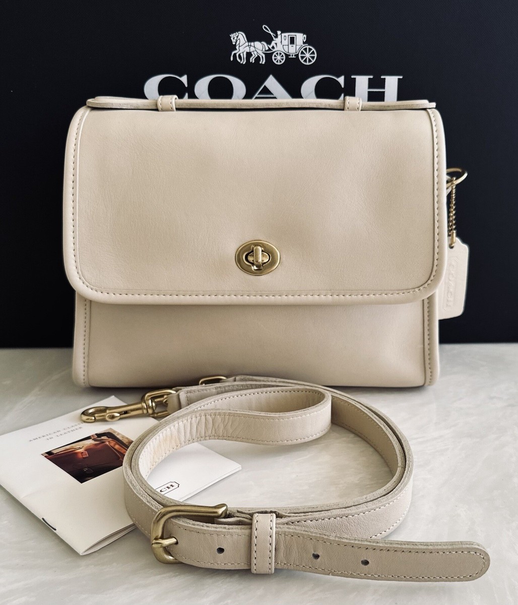 NOS COACH VINTAGE CHALK LEATHER COURT SATCHEL CROSSBODY