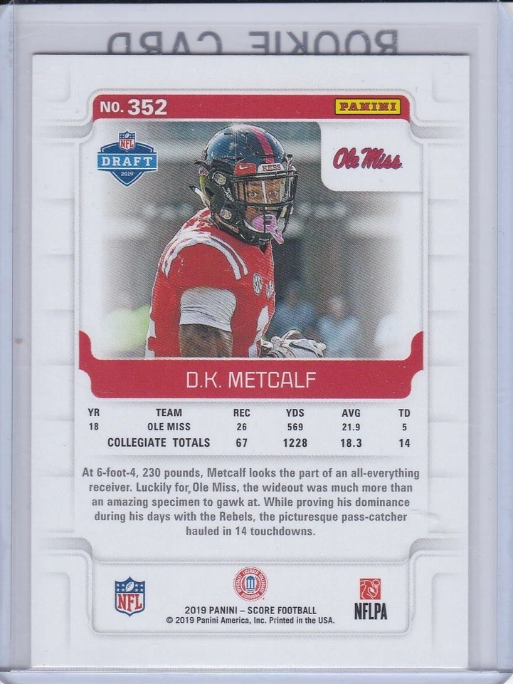 DK METCALF ROOKIE CARD Ole Miss Rebels RC 2019 Score Football SEATTLE SEAHAWKS! - Image 2 of 2
