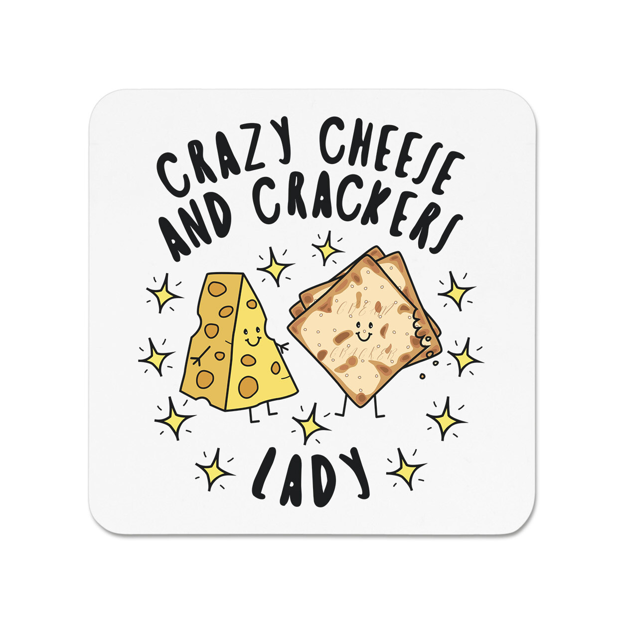 Crazy Cheese And Crackers Lady Stars Fridge Magnet Funny Joke Food Lover