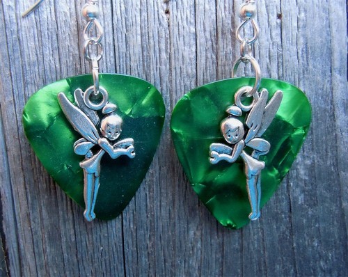 Tinkerbell Charm Guitar Pick Earrings - Pick Your Color - Picture 5 of 21