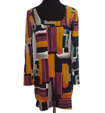 Aryeh Womens Sweater Dress Small Multi Abstract Long Sleeve Mini BOHO NWT