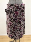 Ted Baker soft velvet floral cottagecore skirt taupe purple teal 8 10 S Rosette
