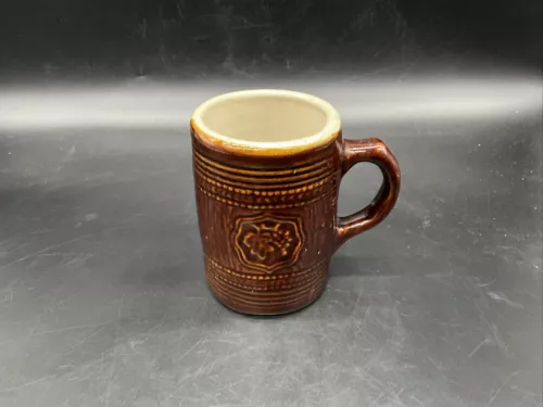 VTG McCoy Brown Glaze Beer Mug Tankard Grapes Pattern