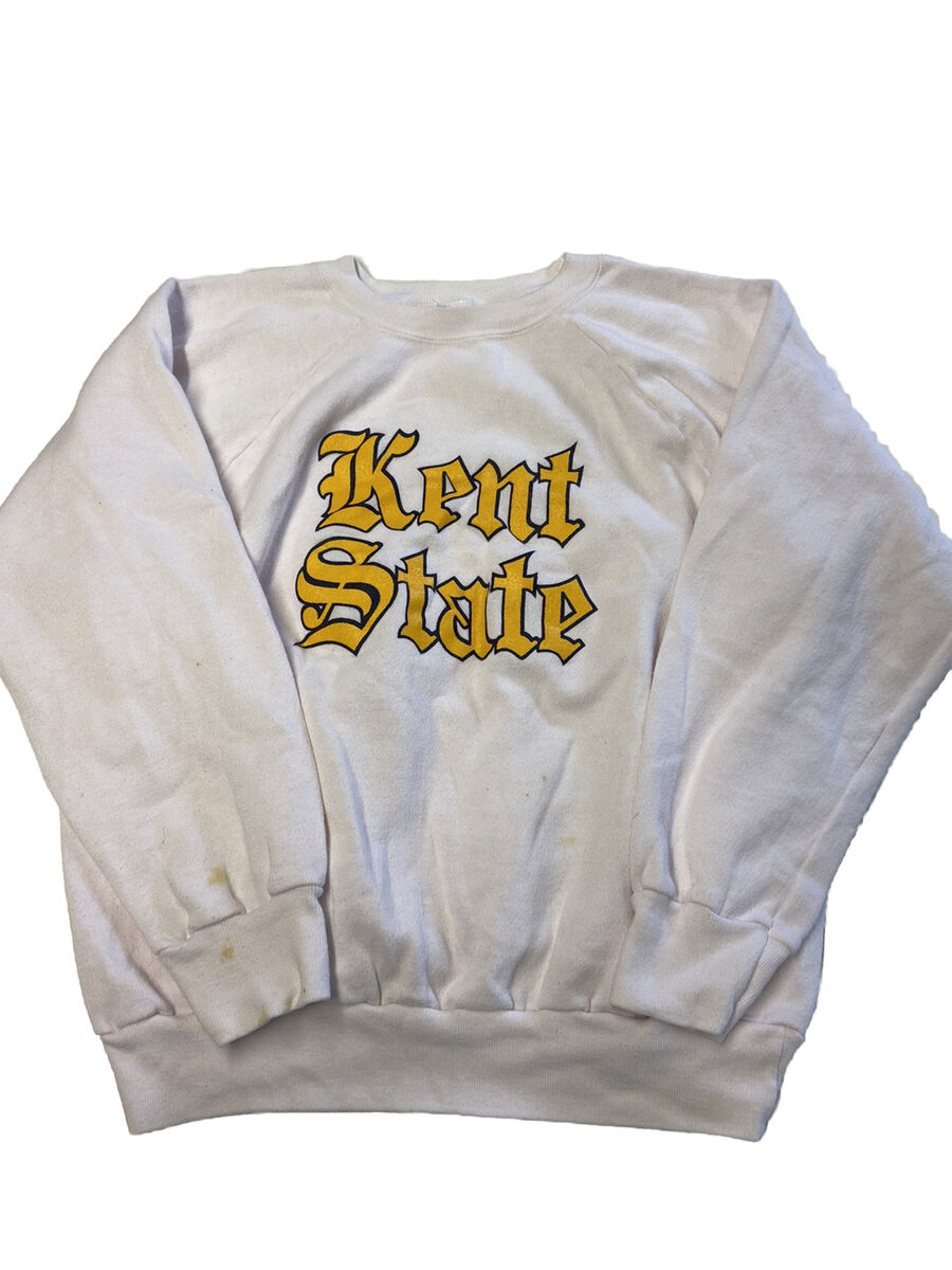 Mens CHAMPION White/Pink Vintage 80s Kent State Old English Crew