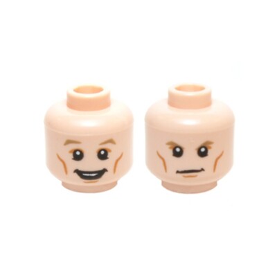 LEGO - Minifig, Head Tan Eyebrows, White Pupils, Cheek Lines w