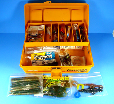Fenwick Woodstream 1040 1 Tray Tackle Box With Lures Spinners Soft Plastic Baits