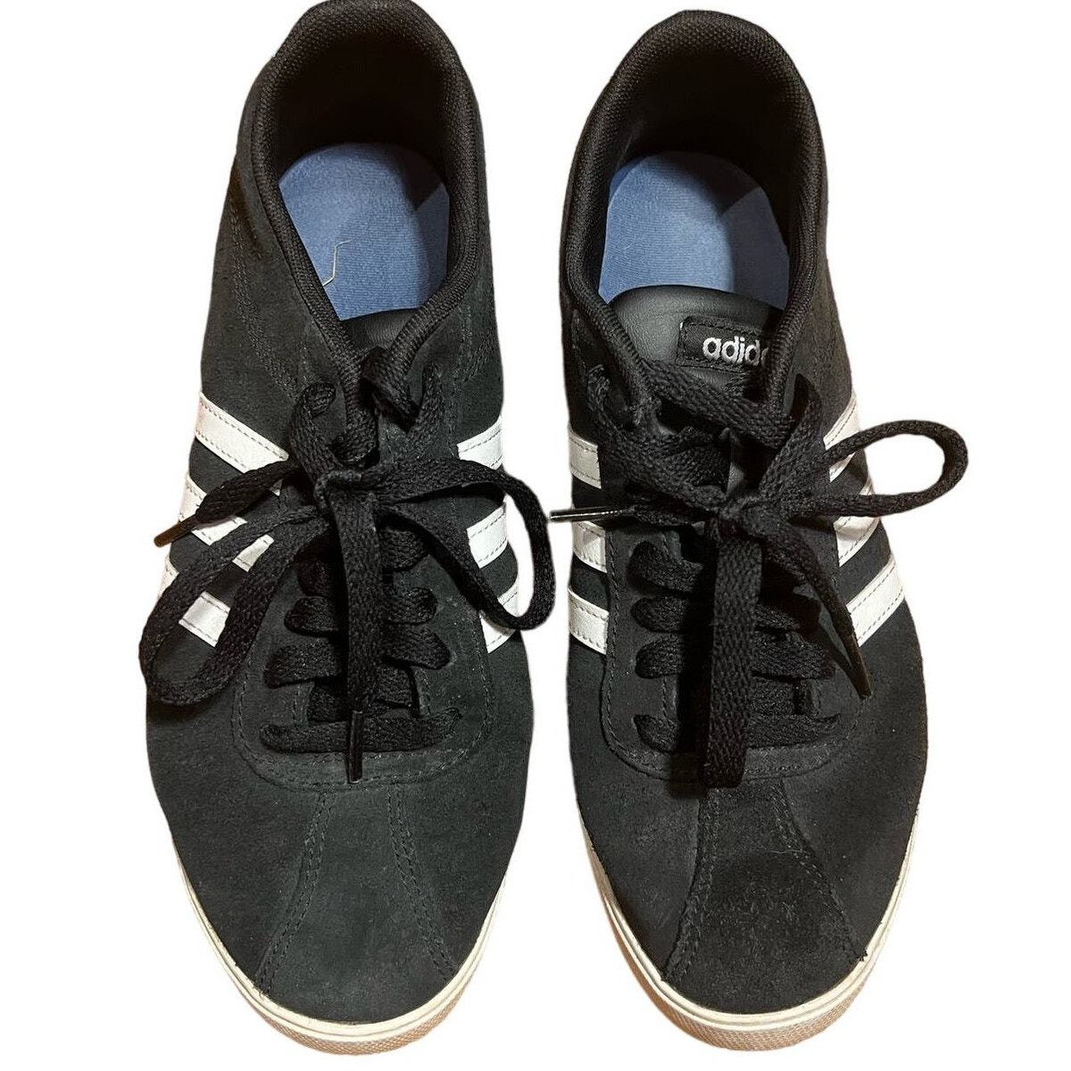 Adidas Neo Comfort Footbed Black Striped Low Lace Up Sneakers Women's Size